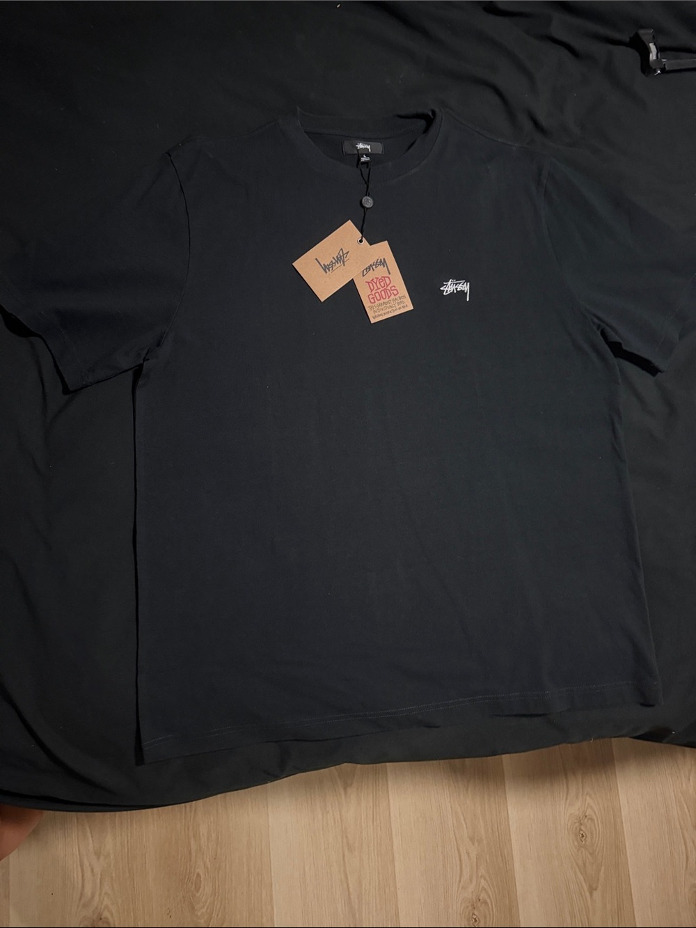 Stussy stitched Black Logo Crewneck T-Shirt - Men